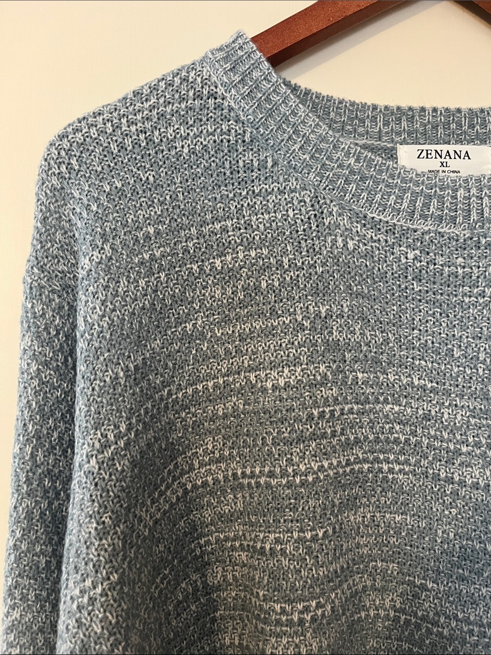 Zenana Outfitters Light Heather Blue Crewneck Sweater - Picture 3 of 7